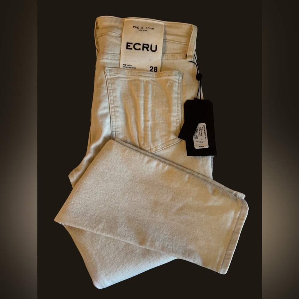 NEW! rag & bone size 28 mid-rise ankle skinny jeans in Ecru